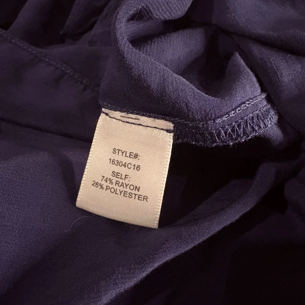 Current Air Ruffle Long Sleeve Navy Blouse Whimsy Flowy‎ Women’s Size Large